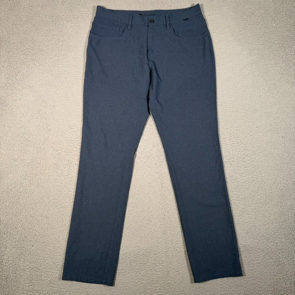 Travis Mathew Pants Mens 34x32 Blue 5 Pocket Golf Stretch Casual Preppy Logo